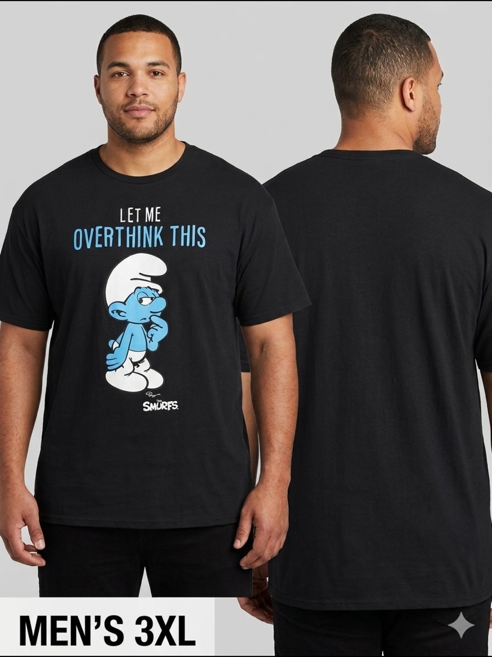 Men's Black 'Let Me Overthink This' Smurfs Graphic Tee - 3XL